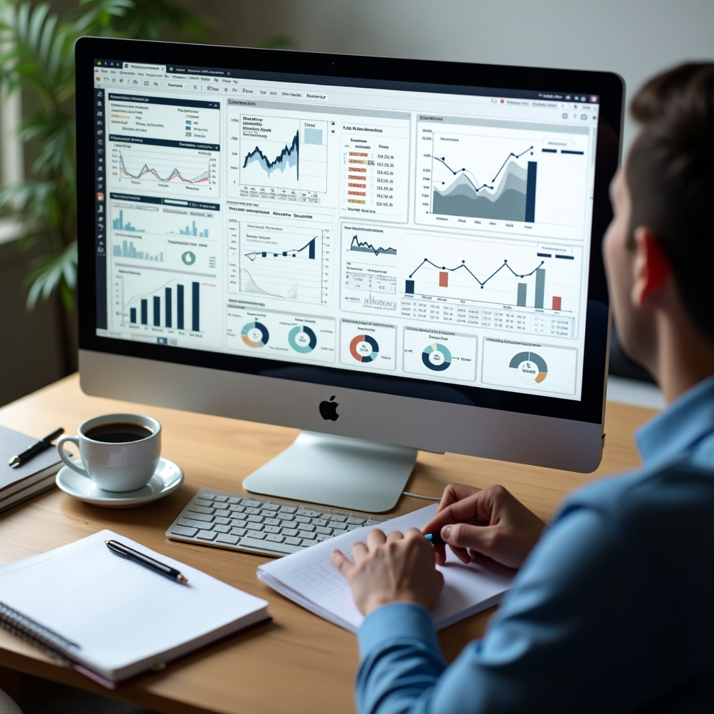 Charts and graphs representing investment concepts